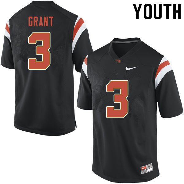 Youth #3 Jaydon Grant Oregon State Beavers College Football Jerseys Sale-Black